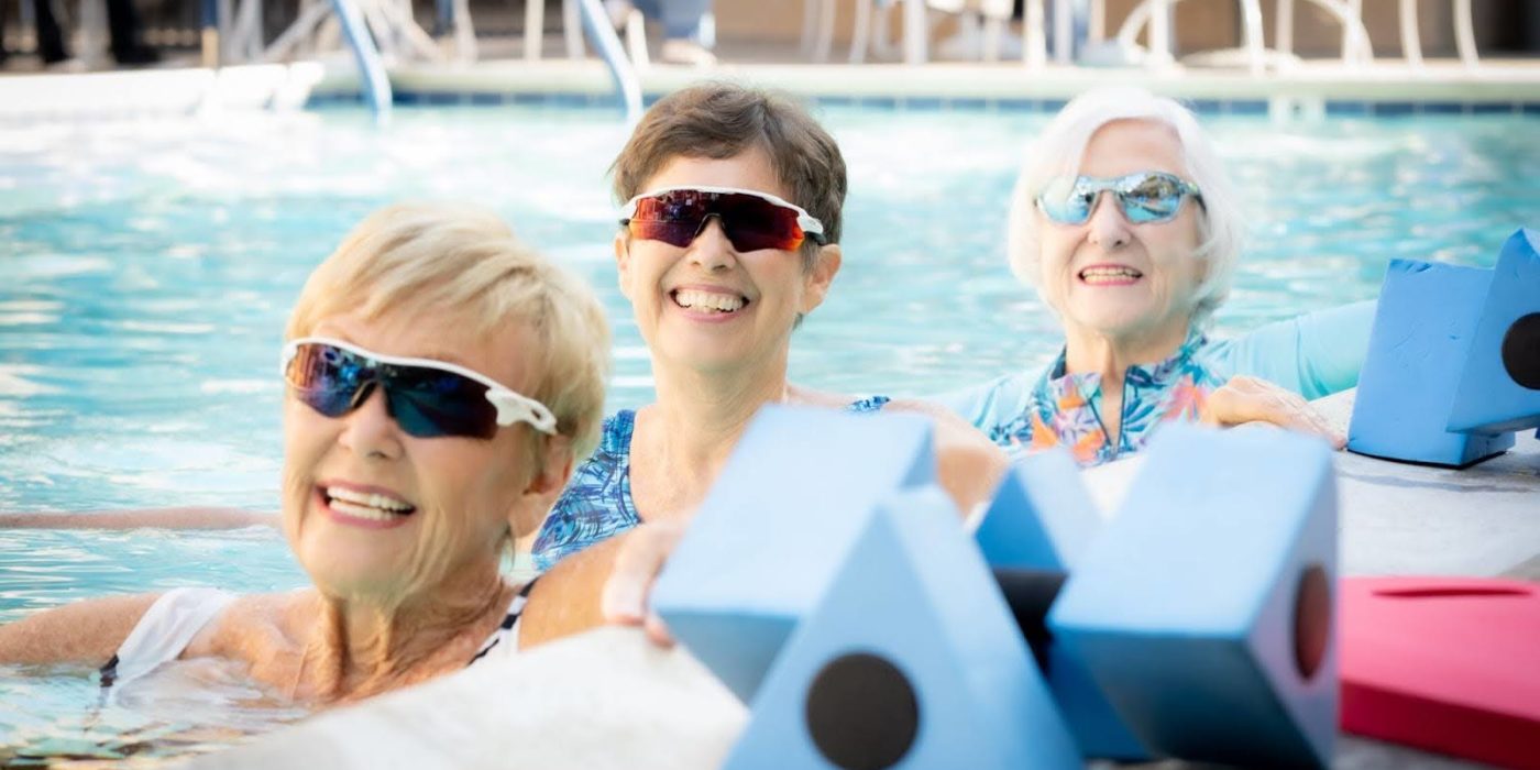 Senior ladies enjoying the pool