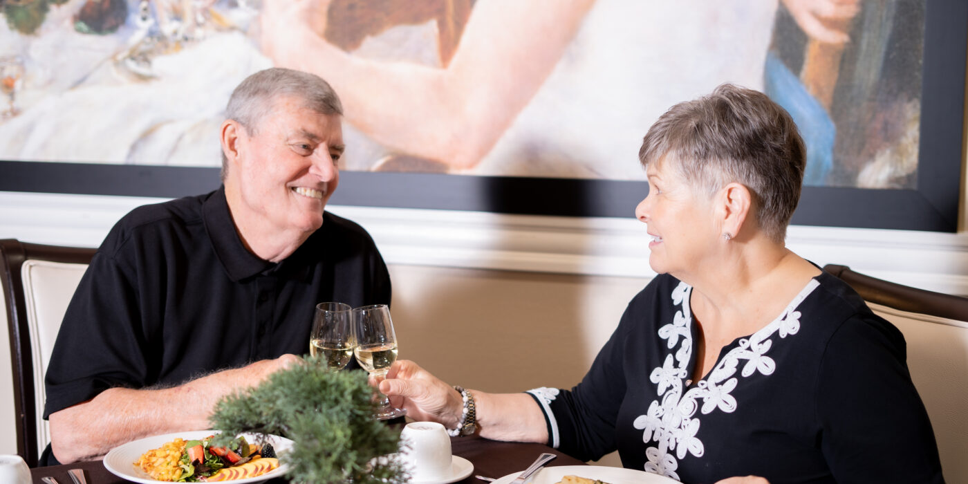senior couple eating a meal