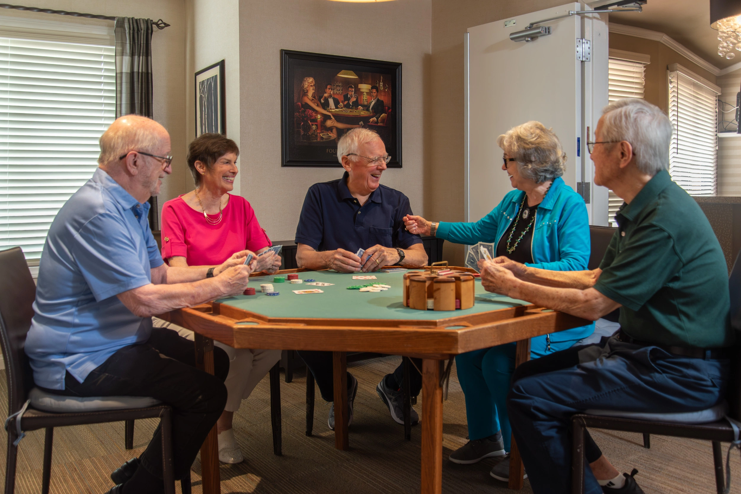Residents at Freedom Village playing cards